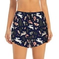 thumbnail image 1 of Disketp Retro Rabbit Flower Print Women's Shorts Workout Shorts for Athletic Gym Running Shorts with Phone Pockets, 1 of 8