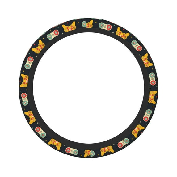 Disketp Retro Video Game Elastic Microfiber Steering Wheel Cover for Truck,SUV,Cars,Universal 15 inch,Anti-Slip