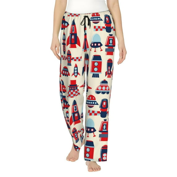 Disketp Rocket Pattern Print Women'S Comfy Pajama Pants Casual Drawstring Palazzo Lounge Wide Leg Pants