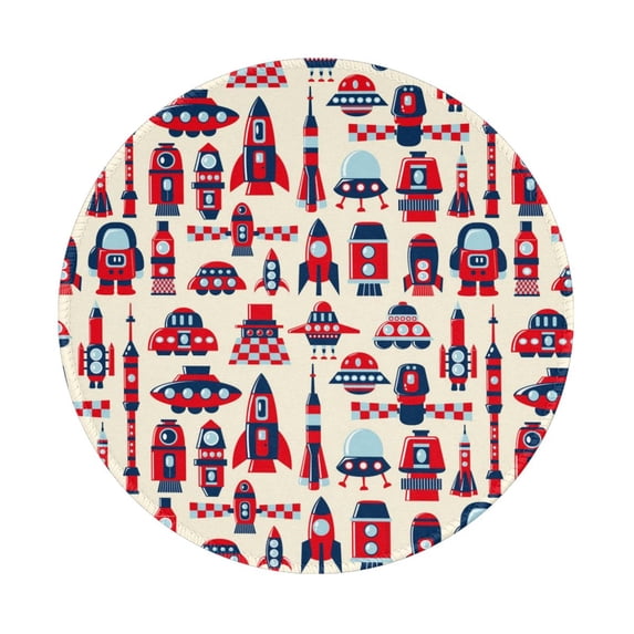 Disketp Rocket Pattern Small Mouse Pad 7.9x7.9 Inches,Washable Round Mousepad For Office Laptop Computer,Non-Slip Rubber Base Mouse Pads For Wireless Mouse