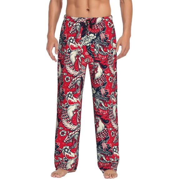 Disketp Rooster Head Men's Pajama Pants - Ultra Soft Fleece Sleep and Lounge Pants (Size: S-XXL)-Medium