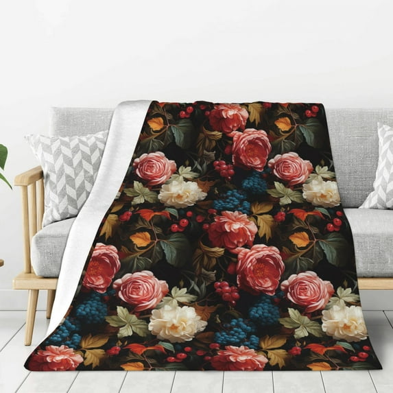 Disketp Rose Flowers Cozy Flannel Fleece Throw Blanket: Has a velvety texture for All Seasons - Perfect for Women, Men, & Kids"40"x30"
