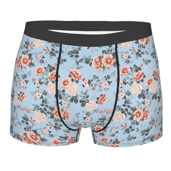 Disketp Rose Flowers Men's Boxer Briefs,Soft and Breathable Cotton Underwear with ComfortFlex Waistband