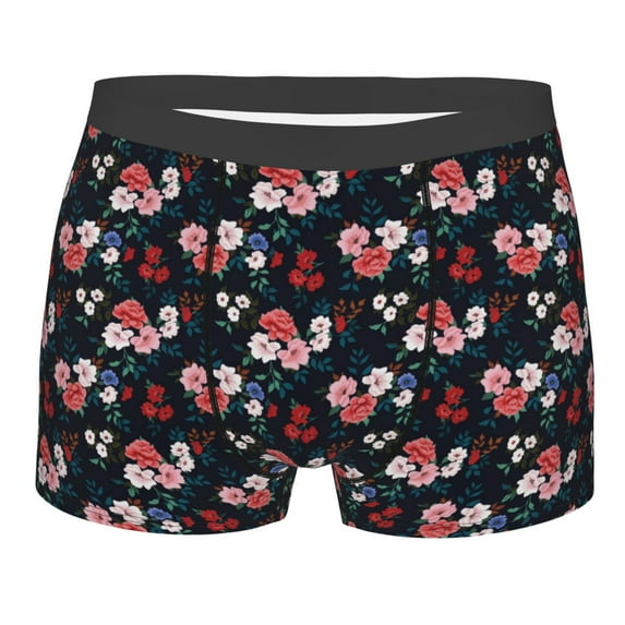 Disketp Rose Flowers Men's Boxer Briefs,Soft and Breathable Cotton Underwear with ComfortFlex Waistband