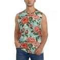 Disketp Rose Flowers Sleeveless Tshirts for Men, Muscle Shirts for Men