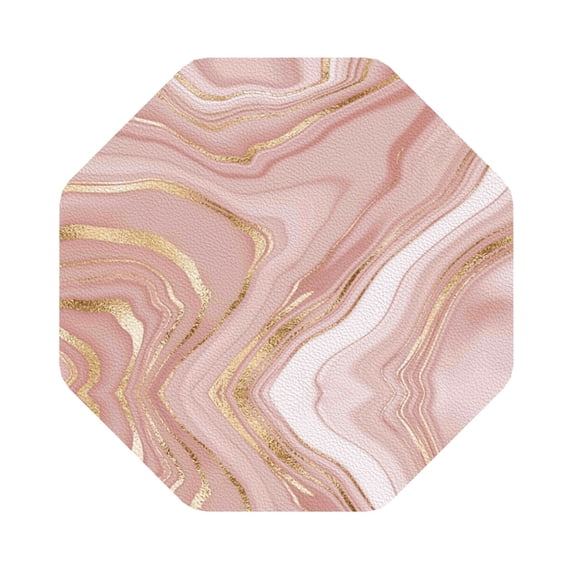 Disketp Rose Gold Glitter Splatter Funny Coasters,4 Pcs Leather Coasters With Holder, Perfect Housewarming Hostess Gifts,Protect Furniture From Water Marks Scratch