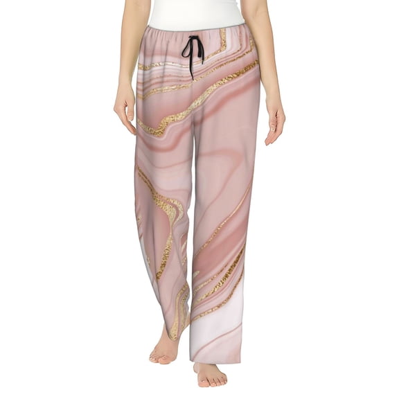 Disketp Rose Gold Glitter Splatter Print Women'S Comfy Pajama Pants Casual Drawstring Palazzo Lounge Wide Leg Pants