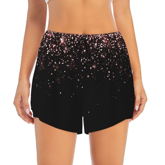 Disketp Rose Gold Glitter1 Print Women's Shorts Workout Shorts for Athletic Gym Running Shorts with Phone Pockets XX-Large