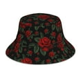 thumbnail image 1 of Disketp Roses Print Reflective Bucket Hat Beach Hat Summer Travel Sun Hats Fisherman Cap, 1 of 8