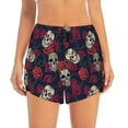 thumbnail image 1 of Disketp Roses Skulls Print Women's Shorts Workout Shorts for Athletic Gym Running Shorts with Phone Pockets Small, 1 of 8