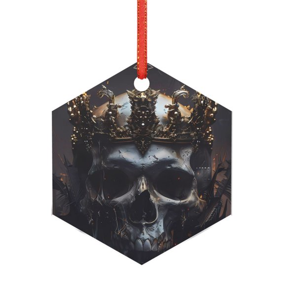 Disketp Royal Skull With Golden Crown The Christmas Ornaments, Christmas Tree Acrylic Hanging Decorations Pendant Christmas Decor Indoors Home Party-Hexagon