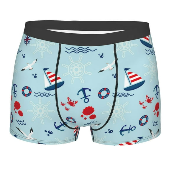 Disketp Sailboats Anchors Men'S Boxer Briefs,Soft And Breathable Cotton Underwear With Comfortflex Waistband