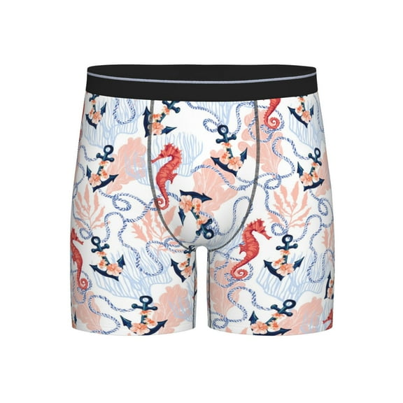 Disketp Sea Horse And Corals Men's Boxer Briefs Men’s Underwear Boxer Briefs for Men