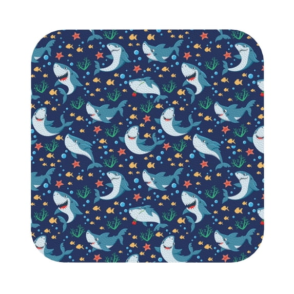 Disketp Sea Sharks Funny Coasters,4 Pcs Leather Coasters With Holder, Perfect Housewarming Hostess Gifts,Protect Furniture From Water Marks Scratch And Damage