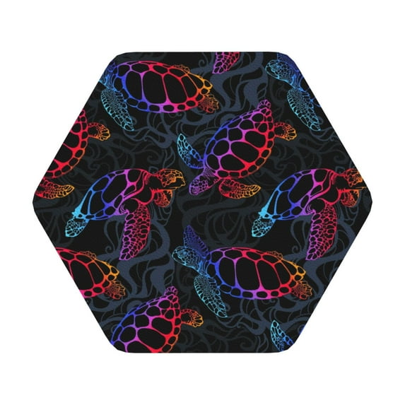 Disketp Sea Turtle Funny Coasters,6 Pcs Leather Coasters With Holder, Perfect Housewarming Hostess Gifts,Protect Furniture From Water Marks Scratch And Damage