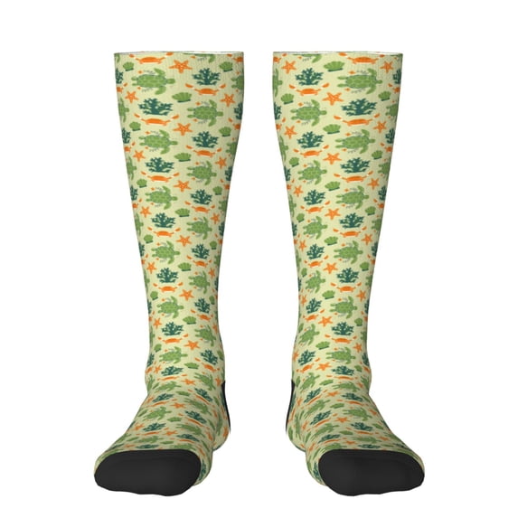 Disketp Sea Turtle Print Unisex Contrast Color Stockings Lightweight Breathable Ventilation Ankle Contrast Color Stockings, Contrast Color Stockings for Daily