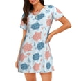 thumbnail image 1 of Disketp Sea Turtle for Womens Short Sleeve Sleepshirt Scoopneck Cute Nightdress Comfy Nightgown, 1 of 6