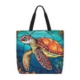 thumbnail image 1 of Disketp Sea Turtle in Coral Canvas Tote Bag,Women Shoulder Bag Crossbody Handbag with Zipper Closure, 1 of 8