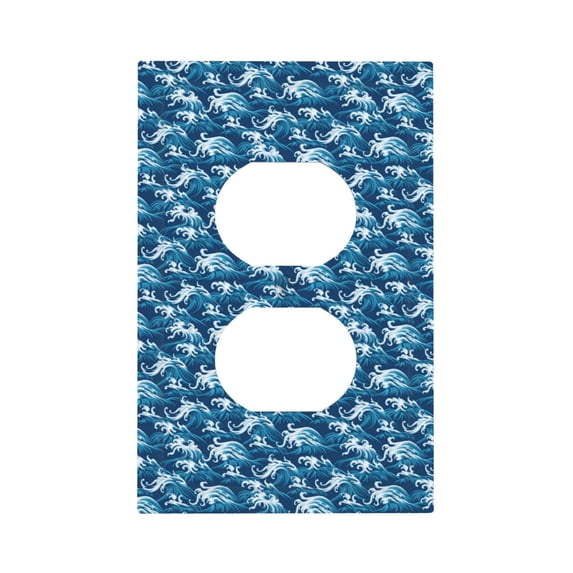 Disketp Sea Water Wave Decorative Light Switch or Outlet Wall Plate with Safety Cover-Style S