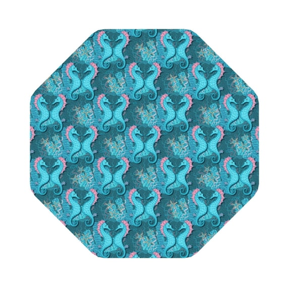 Disketp Seahorse Funny Coasters,6 Pcs Leather Coasters With Holder, Perfect Housewarming Hostess Gifts,Protect Furniture From Water Marks Scratch And Damage