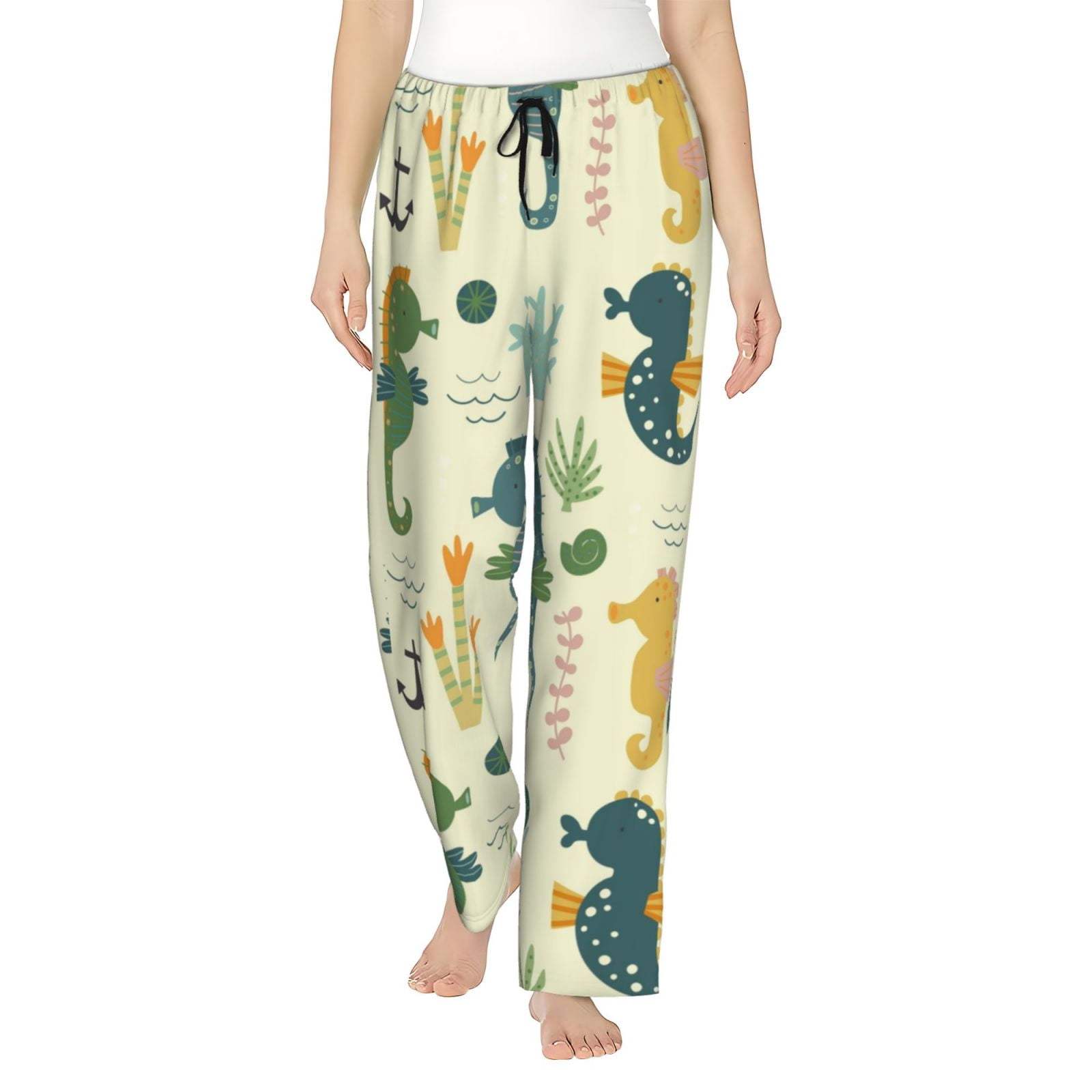 FOURSTEEDS Women's Wide Leg Pajama Pants - Fuzzy Lounge Palazzo Pants With Drawstring Waist