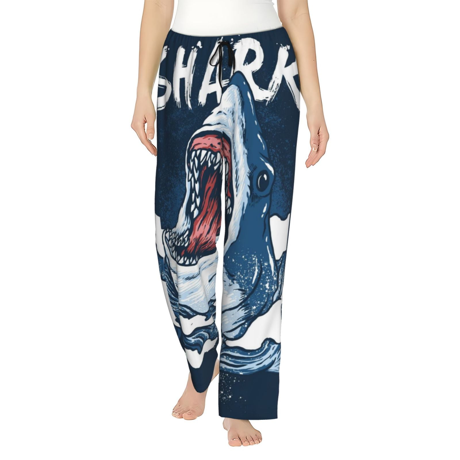 Disketp Shark Print Women'S Comfy Pajama Pants Casual Drawstring ...