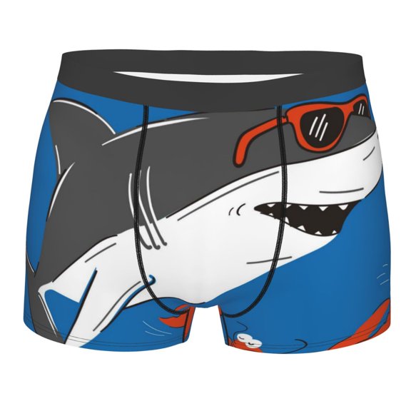 Disketp Shark With Sunglasses And Lobste Men'S Boxer Briefs,Soft And Breathable Cotton Underwear With Comfortflex Waistband