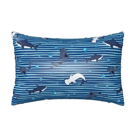 Disketp Sharks On White Blue Striped Satin Pillowcase For Hair And Skin - Satin Pillow Cases Standard Size 20x30 Inches With Zipper,Gifts For Women Men