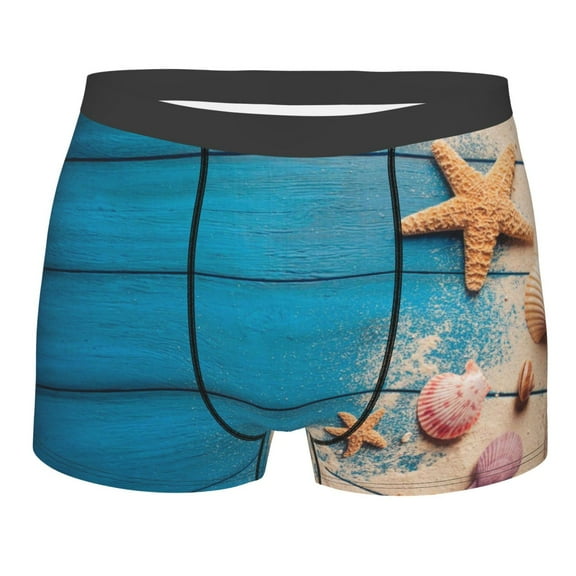 Disketp Shells And Starfish Men'S Boxer Briefs,Soft And Breathable Cotton Underwear With Comfortflex Waistband