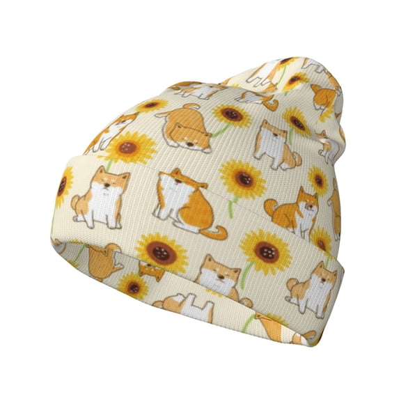 Disketp Shiba Inu Dog Winter Beanie for Men Women Beanie Knit Hat Cuffed Cap Beanie Knit Chunky Snow Cap