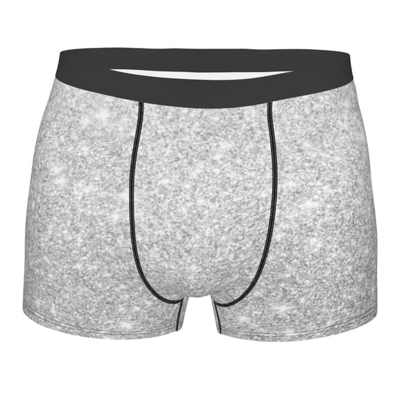 Disketp Silver Glitter Men'S Boxer Briefs,Soft And Breathable Cotton Underwear With Comfortflex Waistband