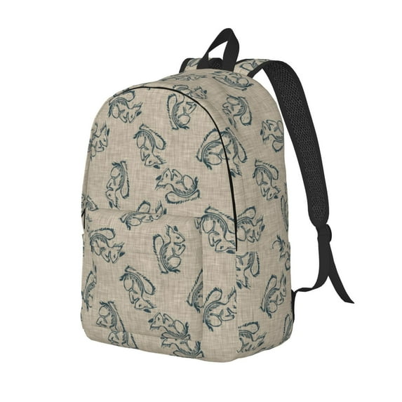 Disketp Sketch Squirrels Linen Canvas Backpack Lightweight Travel Daypack Student Rucksack Laptop Backpack-Small
