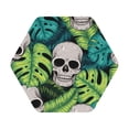 thumbnail image 1 of Disketp Skull And Palm Leaves Funny Coasters,6 Pcs Leather Coasters With Holder, Perfect Housewarming Hostess Gifts,Protect Furniture From Water Marks Scratch And Damage, 1 of 9