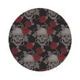thumbnail image 1 of Disketp Skull And Red Roses Funny Coasters,4 Pcs Leather Coasters With Holder, Perfect Housewarming Hostess Gifts,Protect Furniture From Water Marks Scratch, 1 of 9