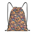 thumbnail image 1 of Disketp Skull daisy colorful Drawstring Backpack Drawstring Gym Bags Draw String Bags for Sports, Gym, Travel, Swimming, Beach-Small, 1 of 6