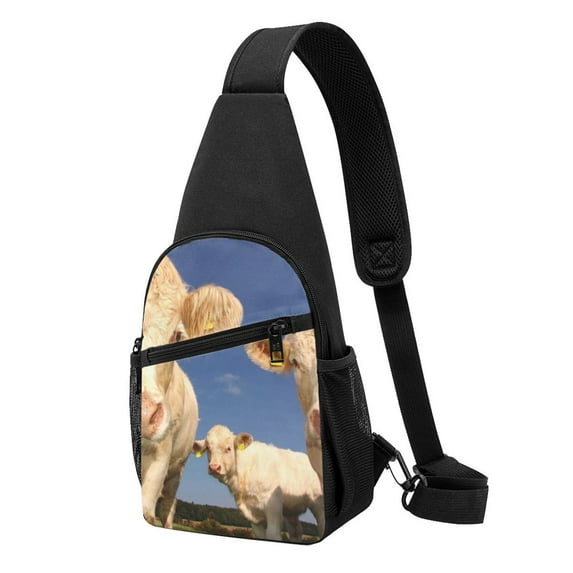 Disketp Sling Backpack,Multipurpose Crossbody Shoulder Bag Travel Hiking Daypack-Cows Cattles