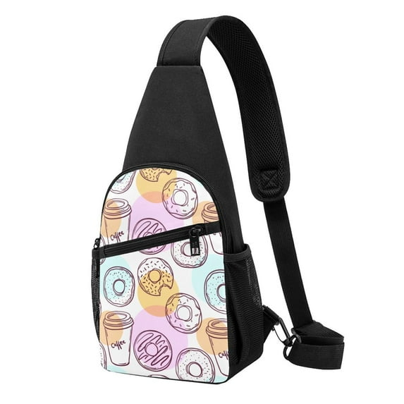 Disketp Sling Backpack,Multipurpose Crossbody Shoulder Bag Travel Hiking Daypack-Donuts and Coffee