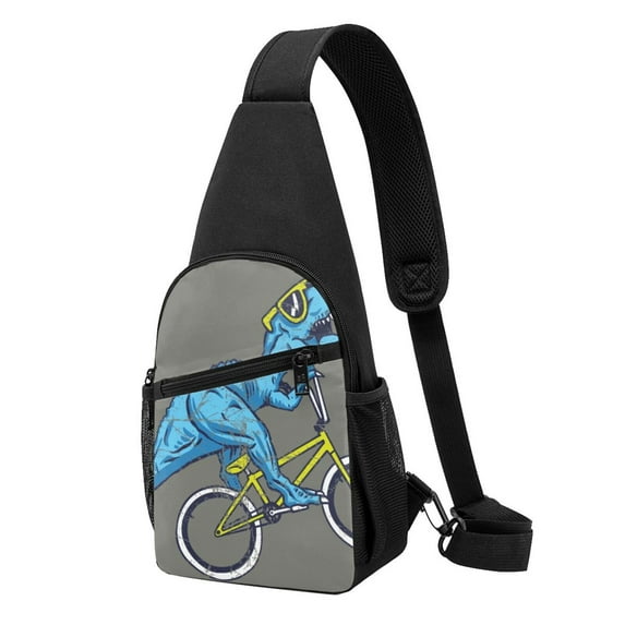 Disketp Sling Backpack,Multipurpose Crossbody Shoulder Bag Travel Hiking Daypack-Fun Riding Dinosaur