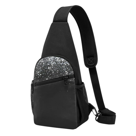 Disketp Sling Backpack,Multipurpose Crossbody Shoulder Bag Travel Hiking Daypack-Silver Glitter1