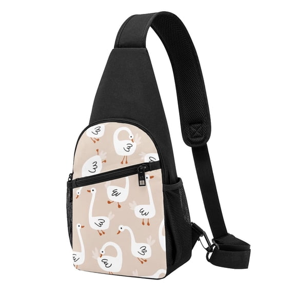 Disketp Sling Backpack,Multipurpose Crossbody Shoulder Bag Travel Hiking Daypack-White Goose