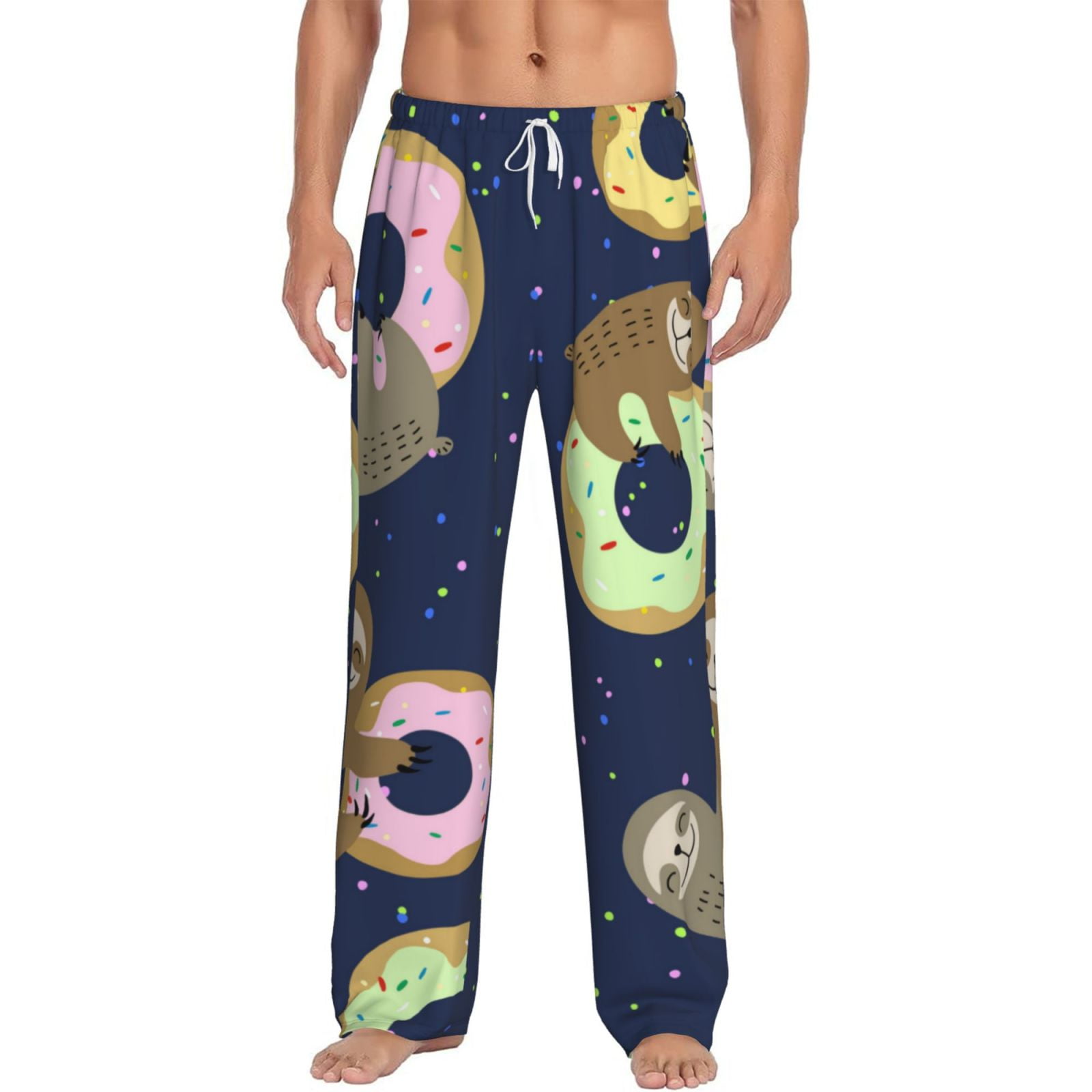 Disketp Sloth With Donuts Men S Pajama Pants Ultra Soft Fleece Sleep And Lounge Pants Size S Xxl Walmart