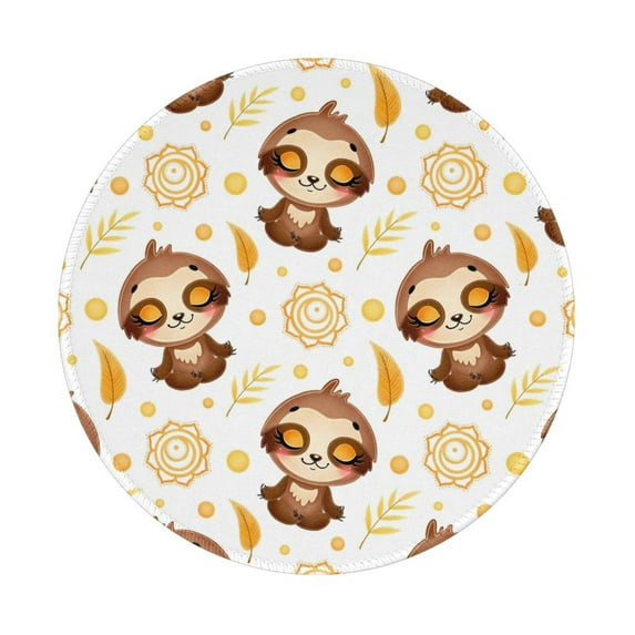 Disketp Sloth Yoga Small Mouse Pad 7.9x7.9 Inches,Washable Round Mousepad For Office Laptop Computer,Non-Slip Rubber Base Mouse Pads For Wireless Mouse