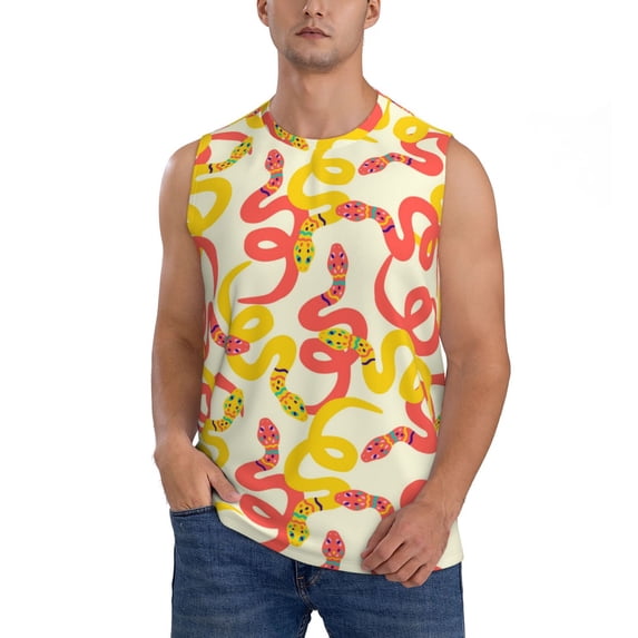 Disketp Snake Sleeveless Tshirts for Men, Muscle Shirts for Men Dry Fit Tank Top-Large
