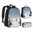 thumbnail image 1 of Disketp Snowman And Christmas Tree Large Capacity Backpack Lunch Bag Pencil Case Combination 3 Piece Set for Student, 1 of 7