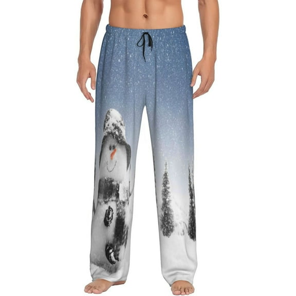 Disketp Snowman And Christmas Tree Men'S Pajama Pants - Ultra Soft Fleece Sleep And Lounge Pants (Size: S-Xxl)