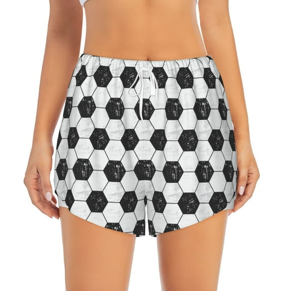 Disketp Soccer Print Women's Shorts Workout Shorts for Athletic Gym Running Shorts with Phone Pockets XX-Large