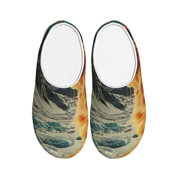 Disketp Space Adventurer Cat Women's Men's Slippers Plush Slip-On House Slipper for Winter Indoor Soft Cushion Non-slip Fluffy Slides Slippers-37/38