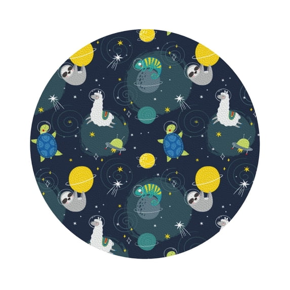 Disketp Space And Animals Funny Coasters,6 Pcs Leather Coasters With Holder, Perfect Housewarming Hostess Gifts,Protect Furniture From Water Marks Scratch And Damage