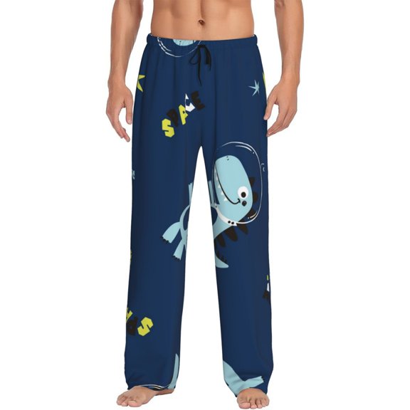 Disketp Space Dinosaur Men'S Pajama Pants - Ultra Soft Fleece Sleep And Lounge Pants (Size: S-Xxl)