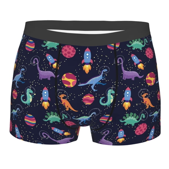 Disketp Space Dinosaur Men's Boxer Briefs,Soft and Breathable Cotton Underwear with ComfortFlex Waistband